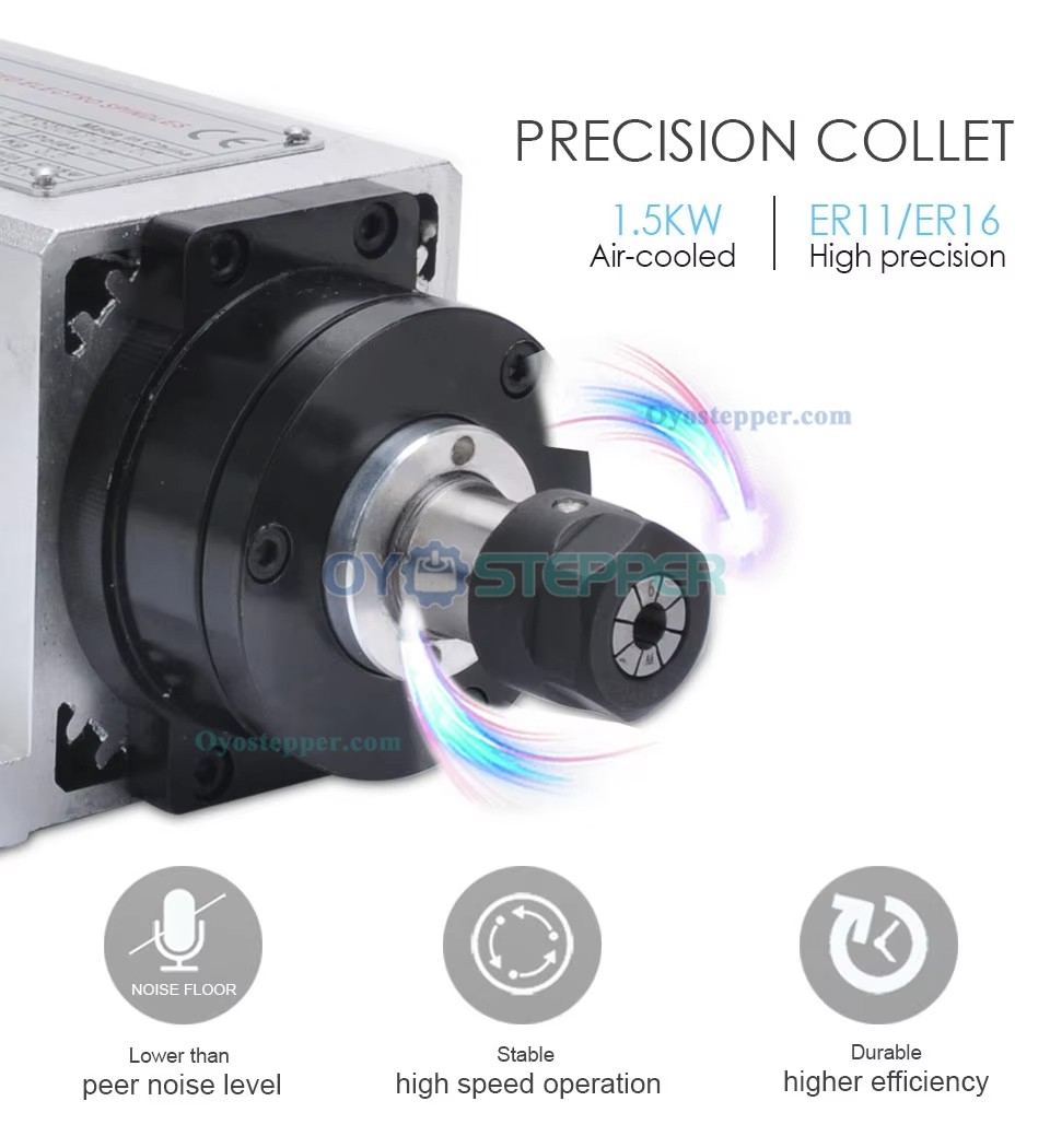 1.5KW CNC Spindle Motor ER11/ER16 110V/ 220V 24000rpm Air Cooling Spindle Aviation Plug